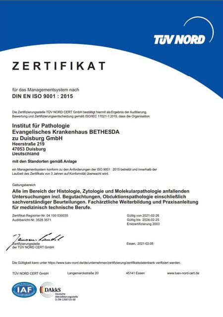 TÜV Zertifikat 2021 Institut